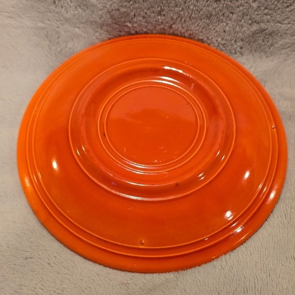 1936 Vintage Fiestaware Super Radioactive Red Orange Glaze Saucer Plate CPM 1800 - Picture 3 of 5